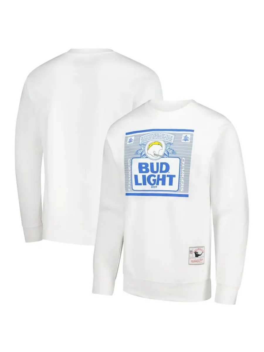 Mitchell & Ness Мужская толстовка Bud Light White Los Angeles Chargers с эмблемой команды — изображение 1 из 3, белый