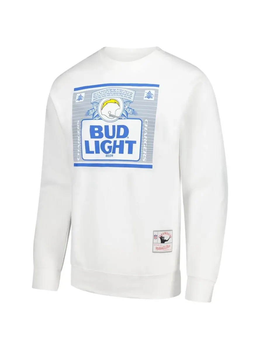 Mitchell & Ness Мужская толстовка Bud Light White Los Angeles Chargers с эмблемой команды — изображение 2 из 3, белый