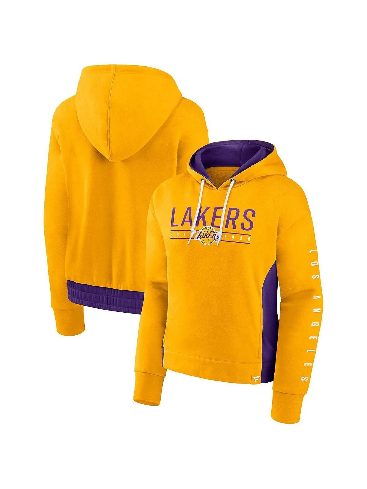 Женский фирменный золотой пуловер с капюшоном Los Angeles Lakers Iconic в перерыве между таймами и — изображение 1 из 3