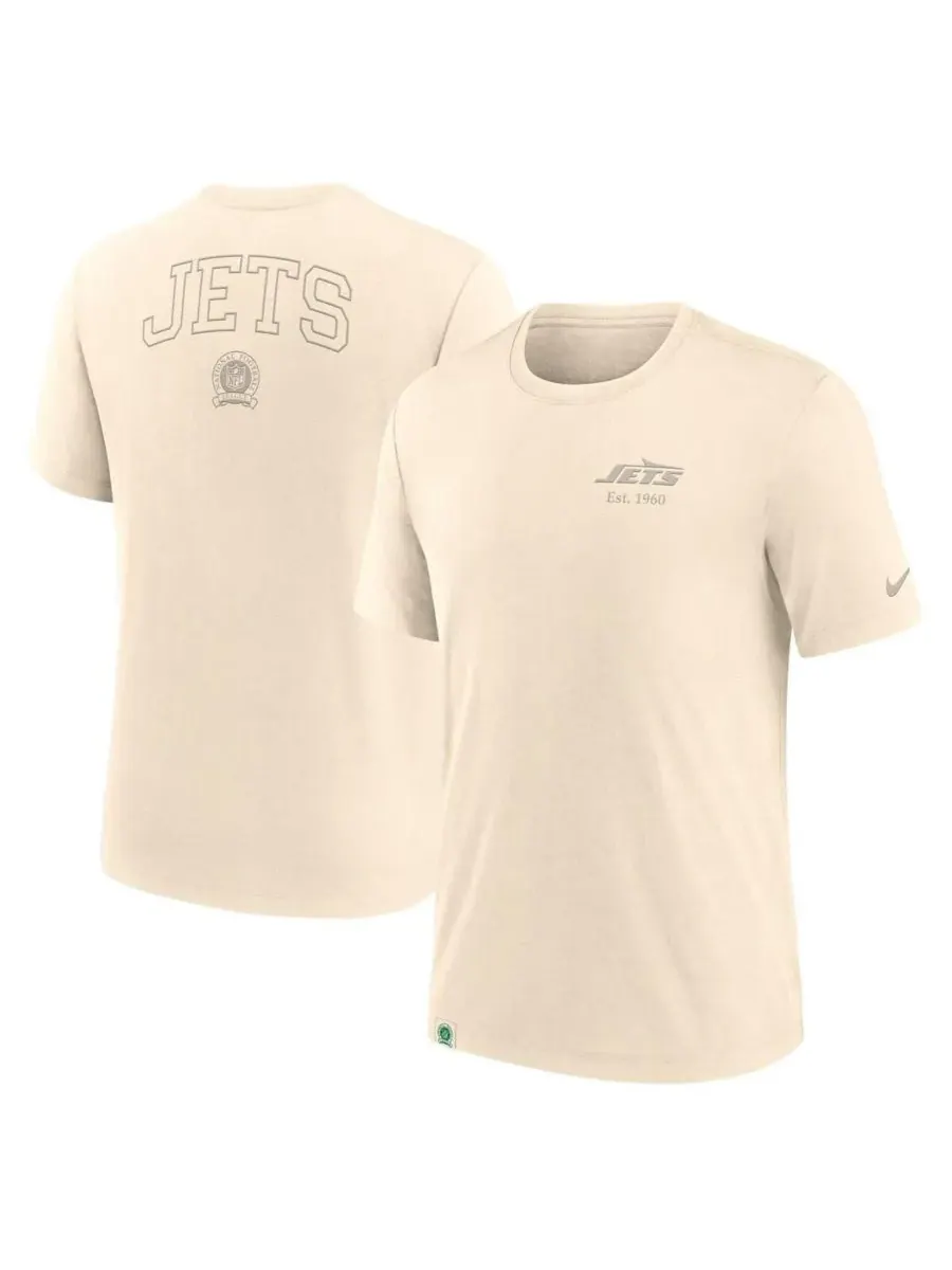 Nike Мужская кремовая футболка New York Jets Glory Tri-Blend — изображение 1 из 3, бежевый