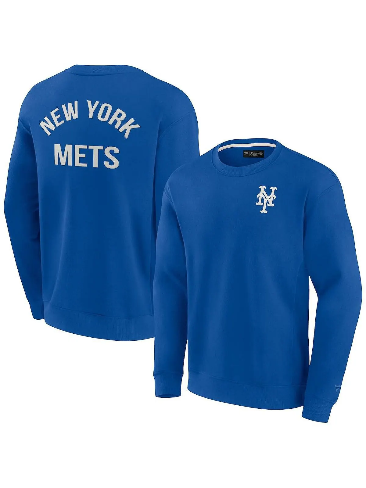 Супермягкий пуловер с круглым вырезом Royal New York Mets для мужчин и женщин Fanatics Signature — изображение 1 из 3