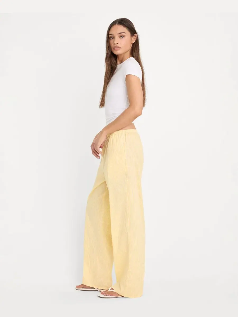 Женские брюки из поплина с кружевной отделкой Good American, Butterbeam Stripe — изображение 3 из 4
