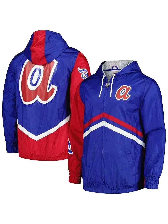 Мужская ветровка с капюшоном и молнией во всю длину Royal Atlanta Braves Undeniable Mitchell & Ness