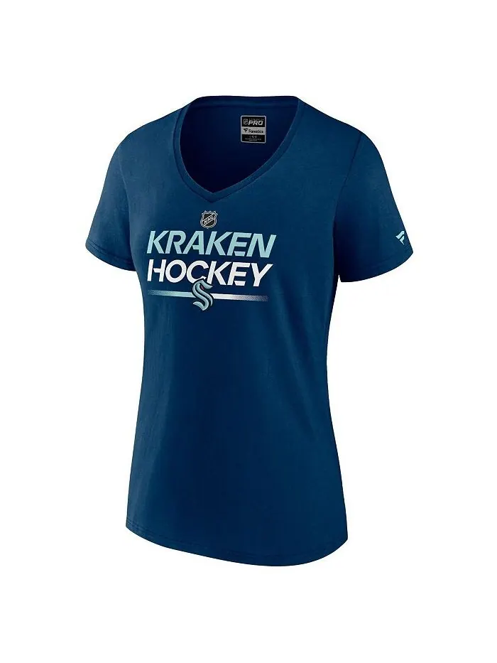 Женская футболка с v-образным вырезом с фирменным логотипом Deep Sea Seattle Kraken Authentic Pro — изображение 3 из 3