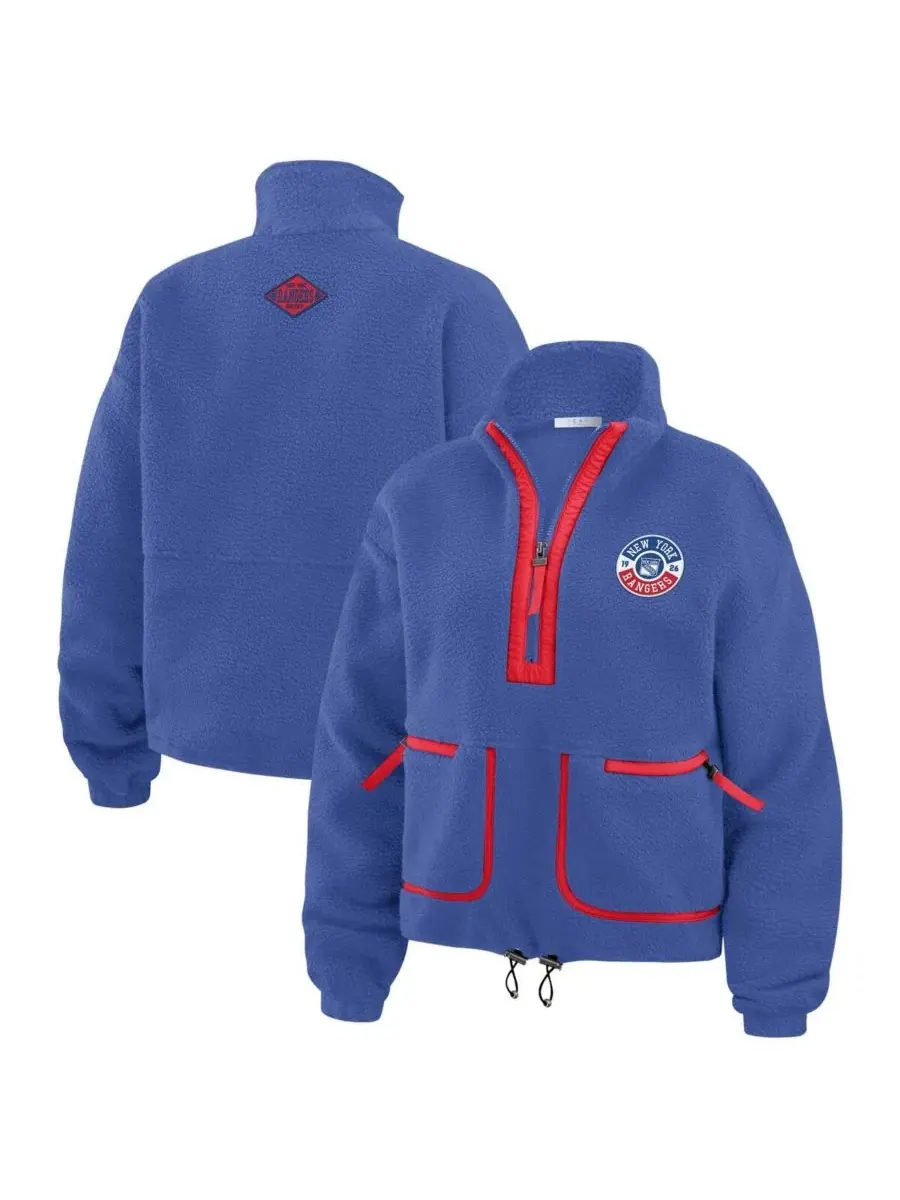 Женская синяя флисовая куртка New York Rangers с застежкой-молнией до середины груди Wear By Erin — изображение 1 из 5, синий