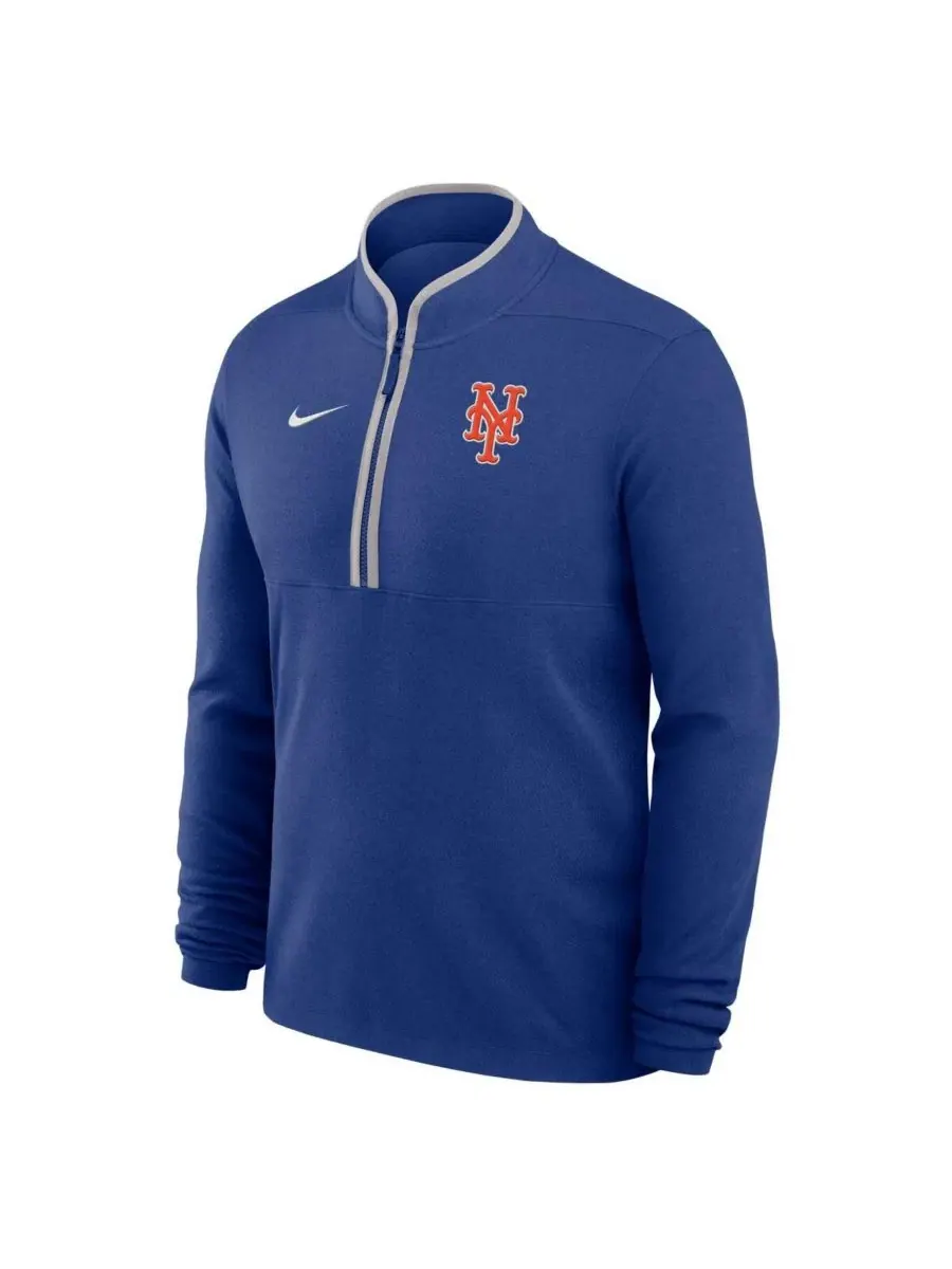 Мужская футболка Nike Royal New York Mets Dri-FIT Victory с половинной молнией Fanatics — изображение 2 из 3, серый