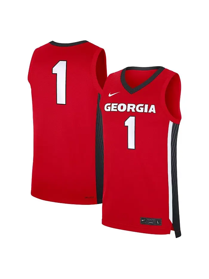 Мужская реплика дорожной футболки Georgia Bulldogs №1 красного цвета Nike — изображение 1 из 3