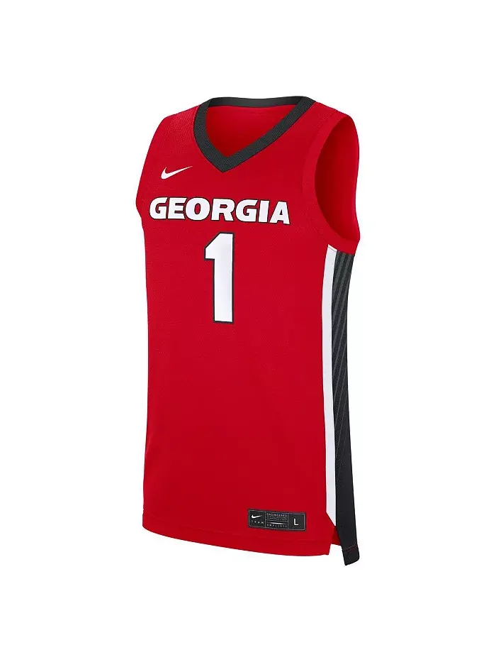 Мужская реплика дорожной футболки Georgia Bulldogs №1 красного цвета Nike — изображение 2 из 3