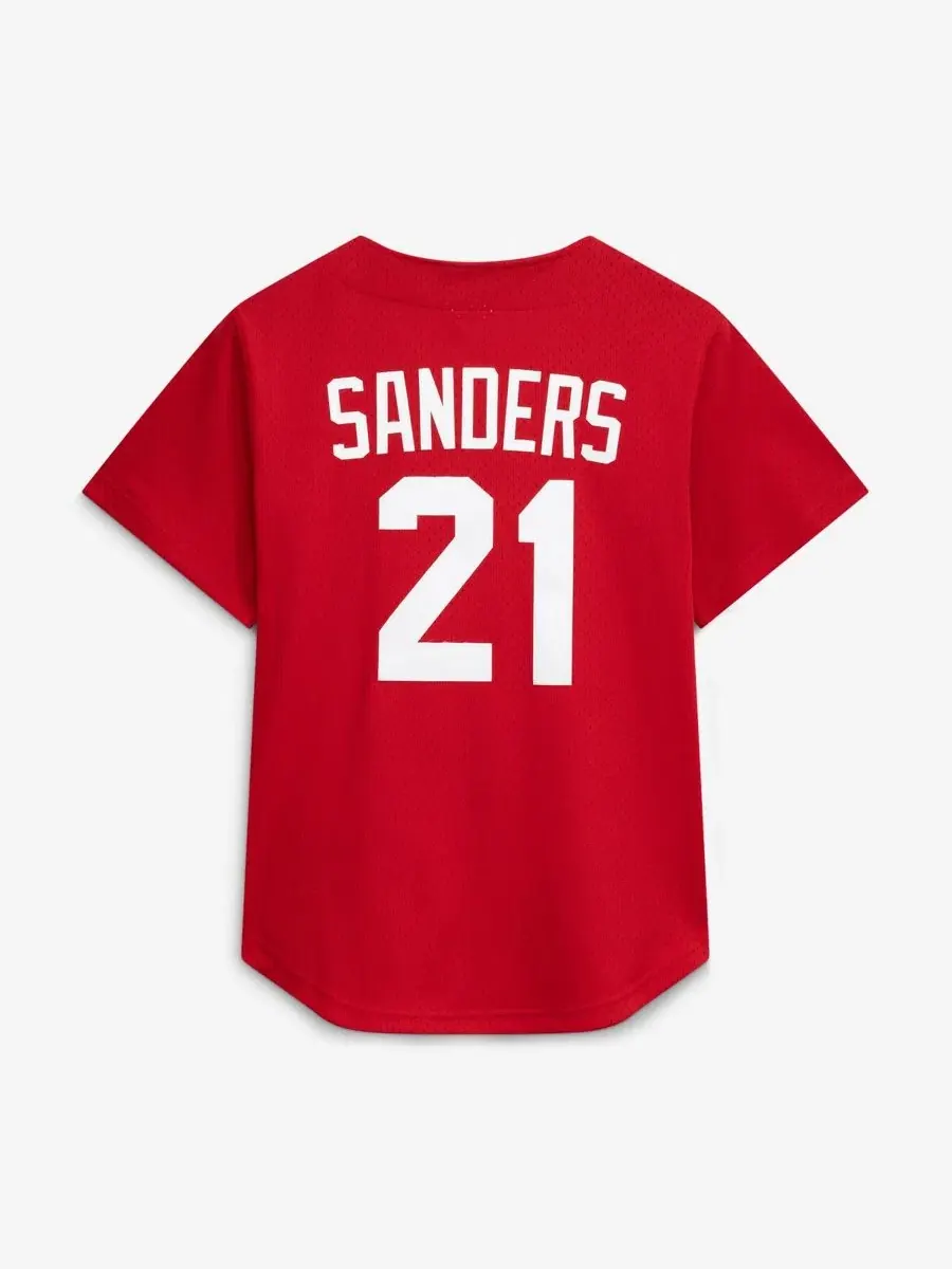 Мужская бейсбольная джерси-рубашка с принтом Deion Sanders Cooperstown Mesh Batting Practice — изображение 3 из 3, красный