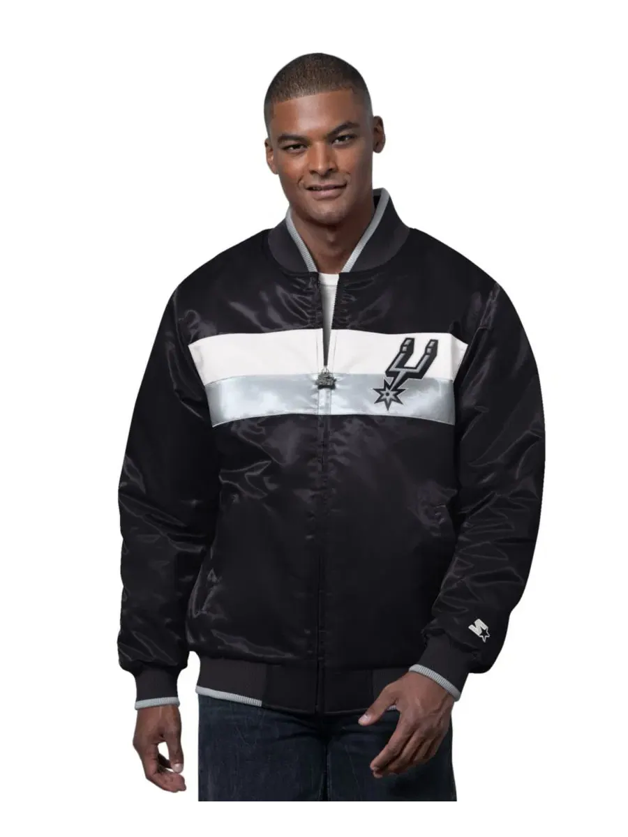 Куртка-бомбер сатиновая San Antonio Spurs The Ambassador Satin Varsity Starter — изображение 1 из 2, черный