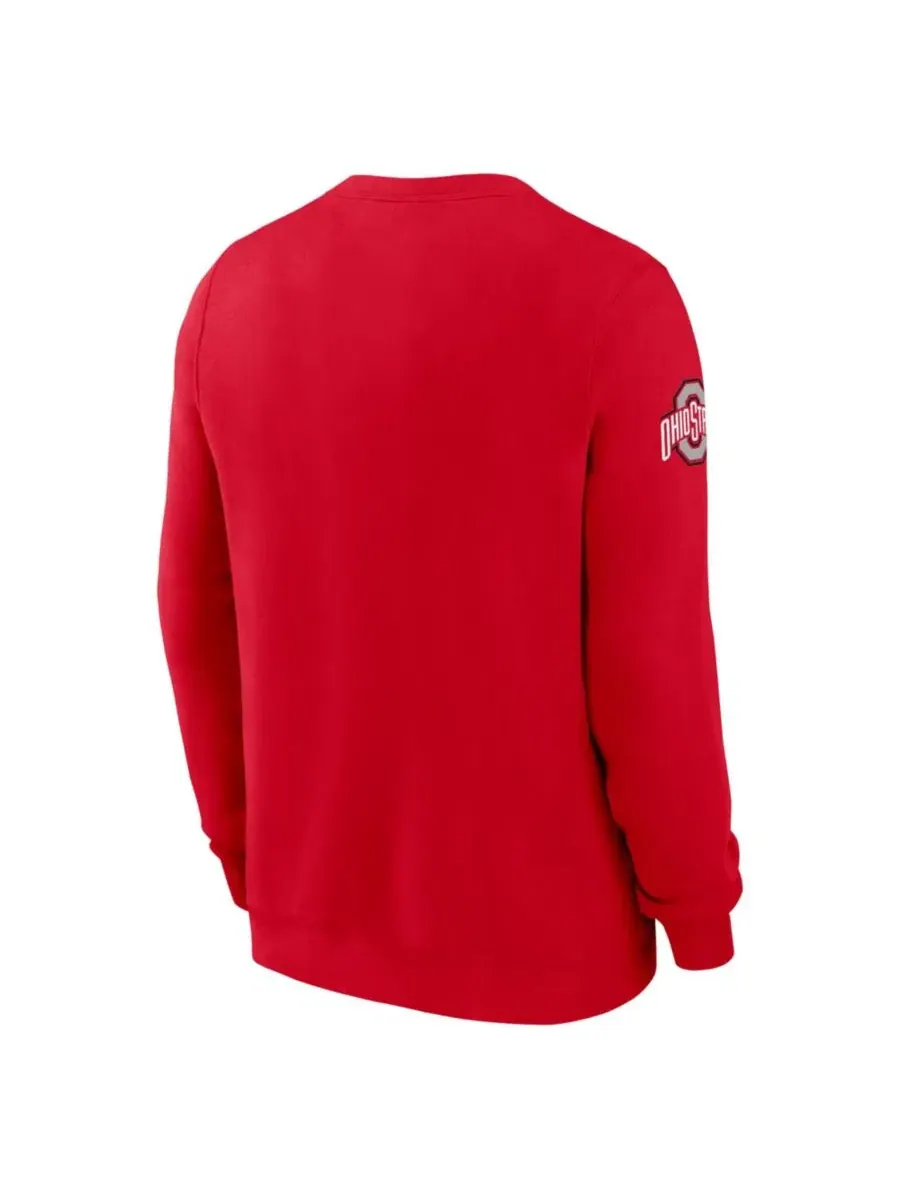 Свитшот с длинным рукавом Ohio State Buckeyes 2026 Sideline Club Nike — изображение 2 из 5, алый