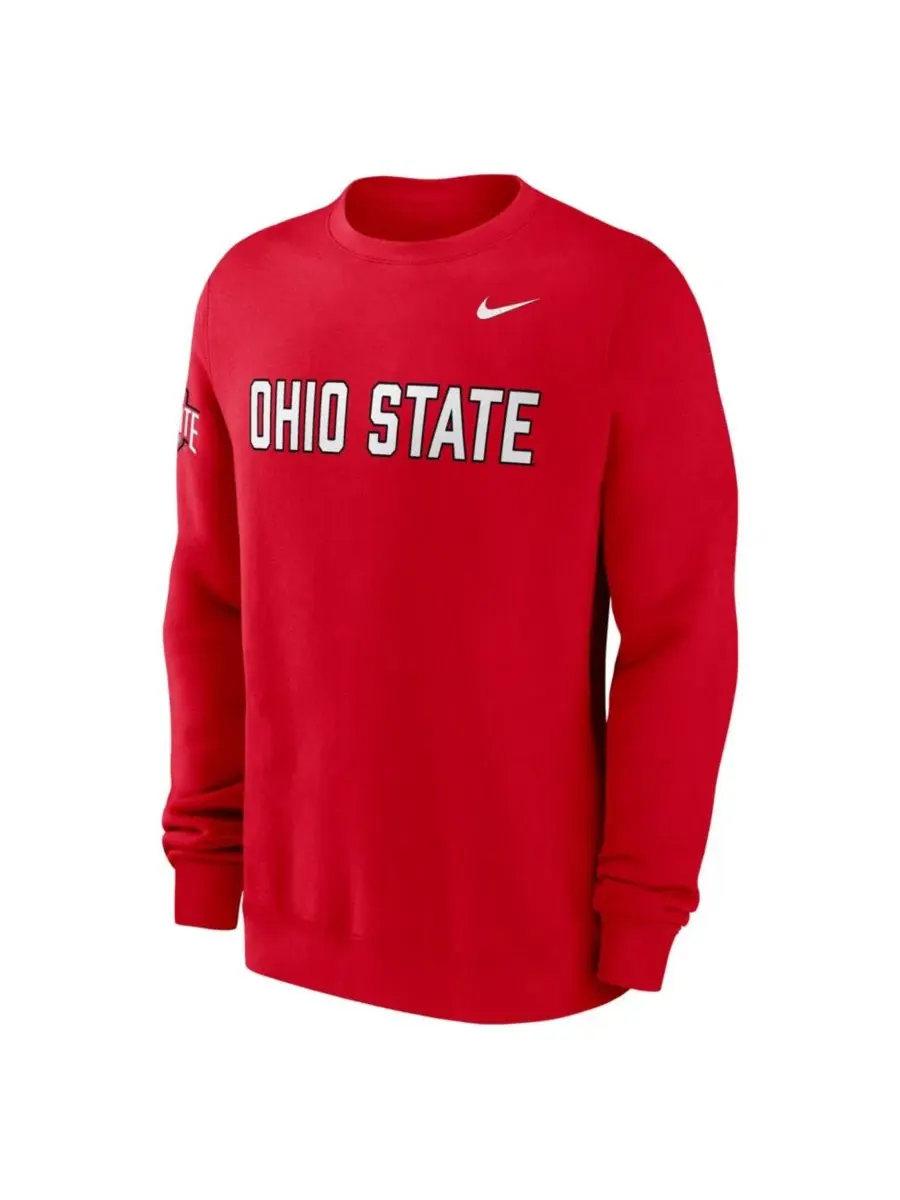 Свитшот с длинным рукавом Ohio State Buckeyes 2026 Sideline Club Nike — изображение 3 из 5, алый