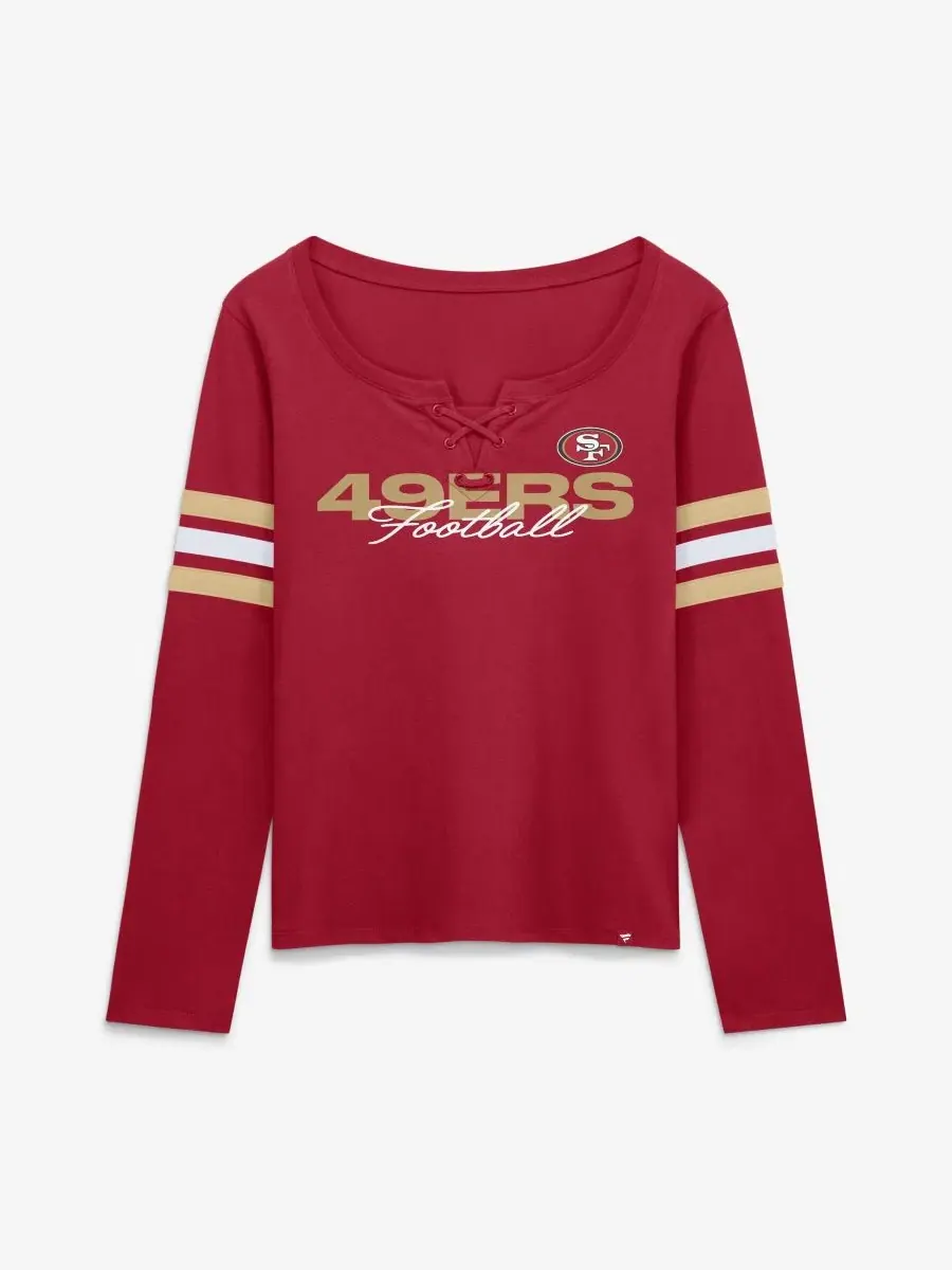 Женская футболка с длинным рукавом и шнуровкой San Francisco 49ers Team First Coverage Scheme — изображение 1 из 2