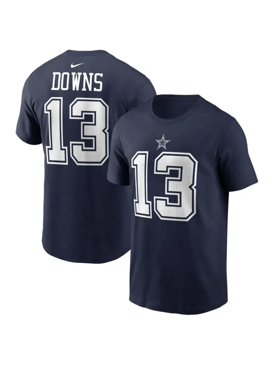 Футболка с именем и номером игрока Caleb Downs Navy Dallas Cowboys Nike — изображение 1 из 3, темно-синий