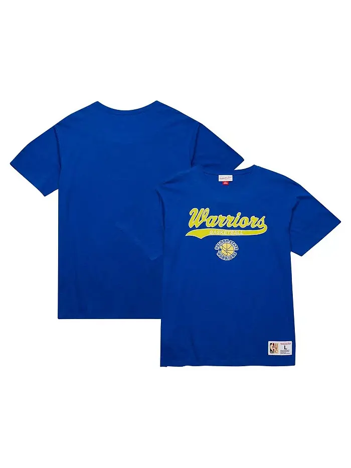 Мужская футболка Royal Golden State Warriors Hardwood Classics с аппликацией из фетра и эффектом — изображение 1 из 3