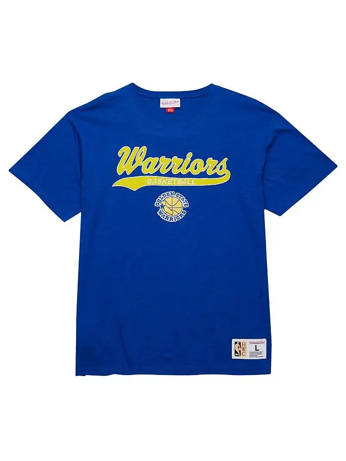 Мужская футболка Royal Golden State Warriors Hardwood Classics с аппликацией из фетра и эффектом — изображение 2 из 3