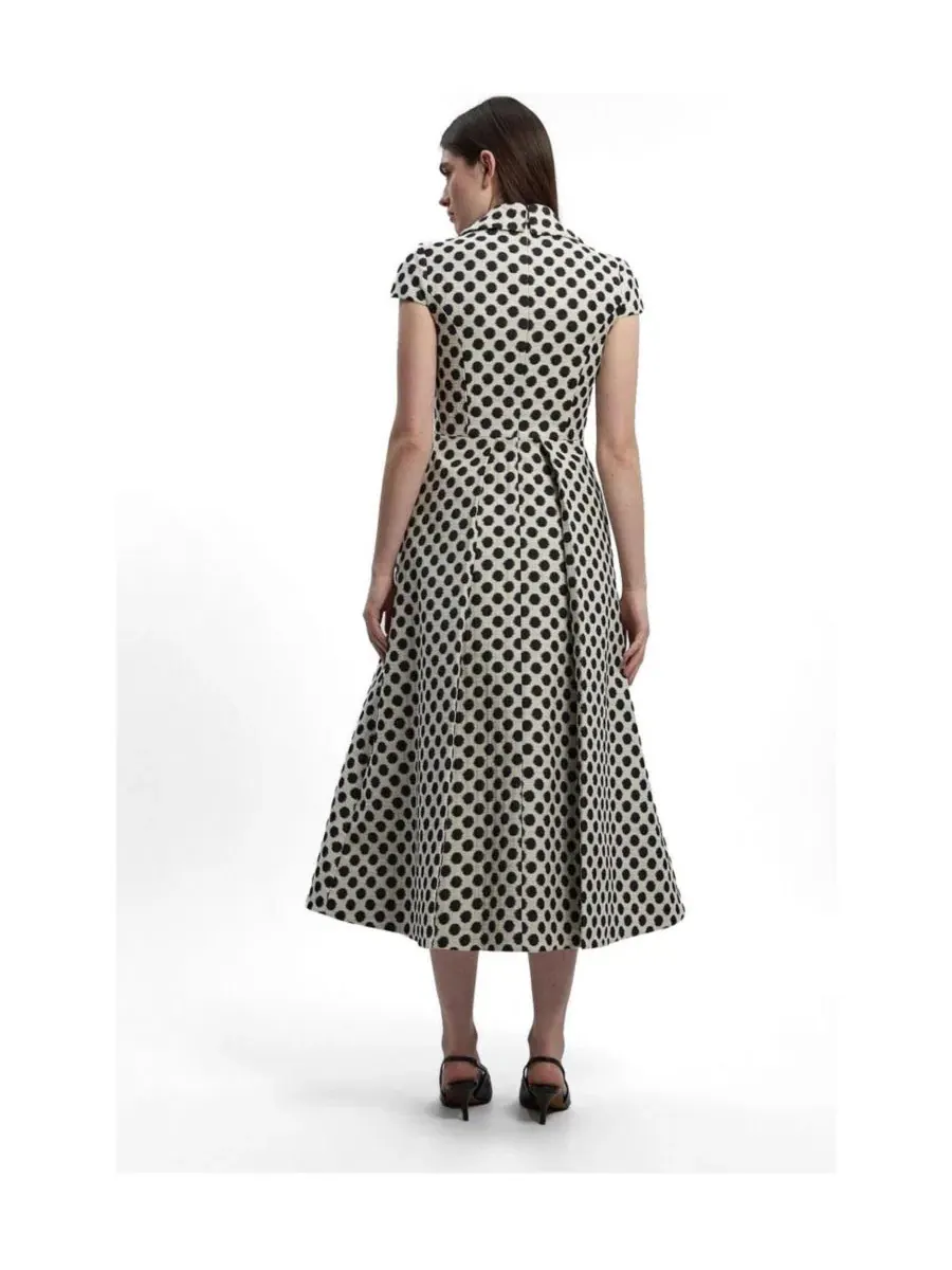 Платье миди с принтом и квадратным вырезом Karen Millen, Mono — изображение 3 из 4