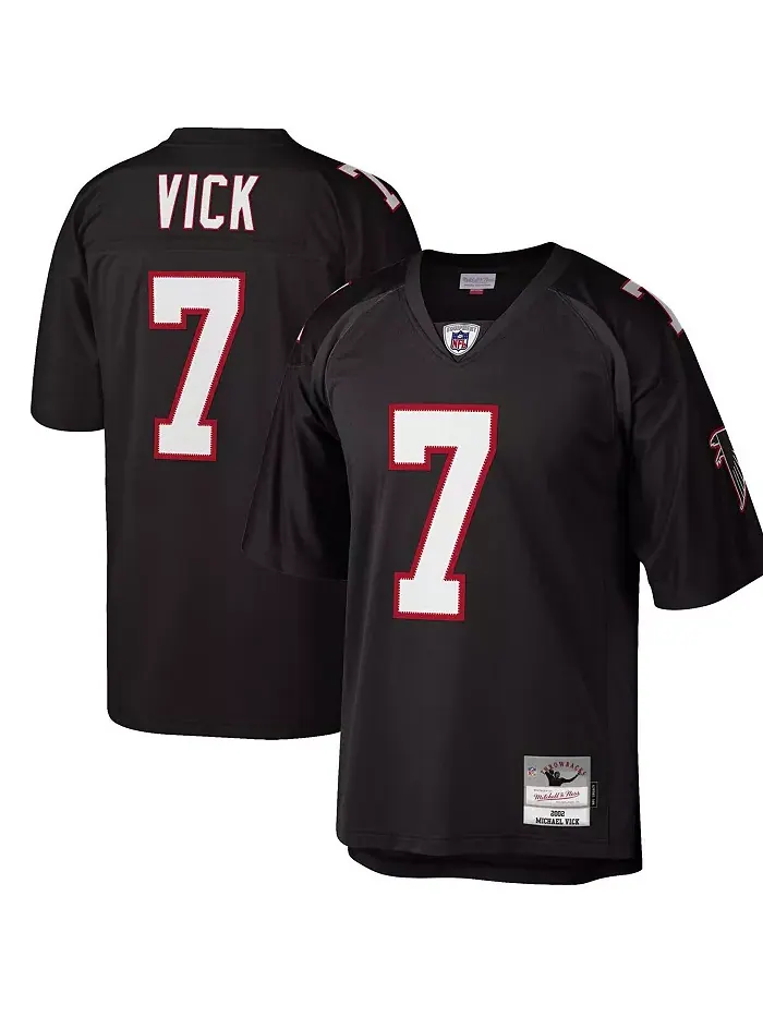Мужская реплика джерси Майкла Вика Atlanta Falcons 2002 года для высоких и полных, черная Mitchell — изображение 1 из 3