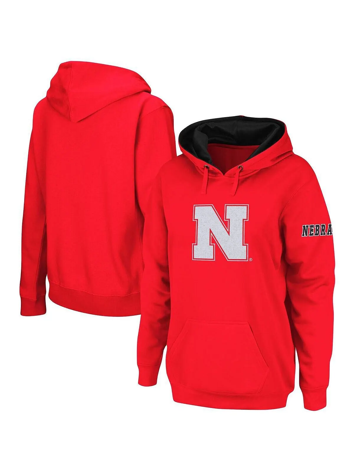 Женский пуловер с капюшоном и большим логотипом Scarlet Nebraska Huskers Team Stadium Athletic — изображение 1 из 2, алый