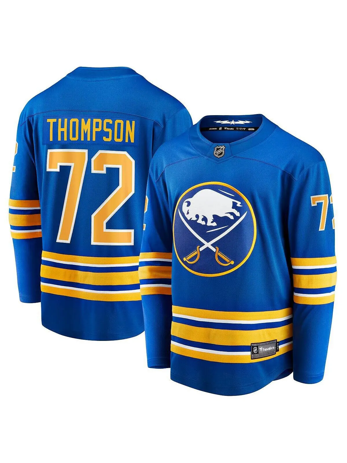 Мужская фирменная футболка Tage Thompson Royal Buffalo Sabre Home Breakaway Player Fanatics — изображение 1 из 3, королевский
