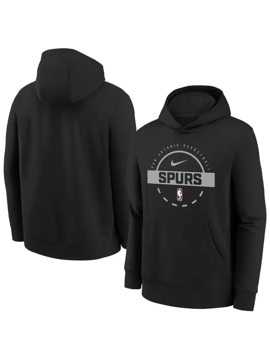 Nike Детская толстовка с капюшоном из флиса черного цвета с символикой San Antonio Spurs сезона — изображение 1 из 3, черный
