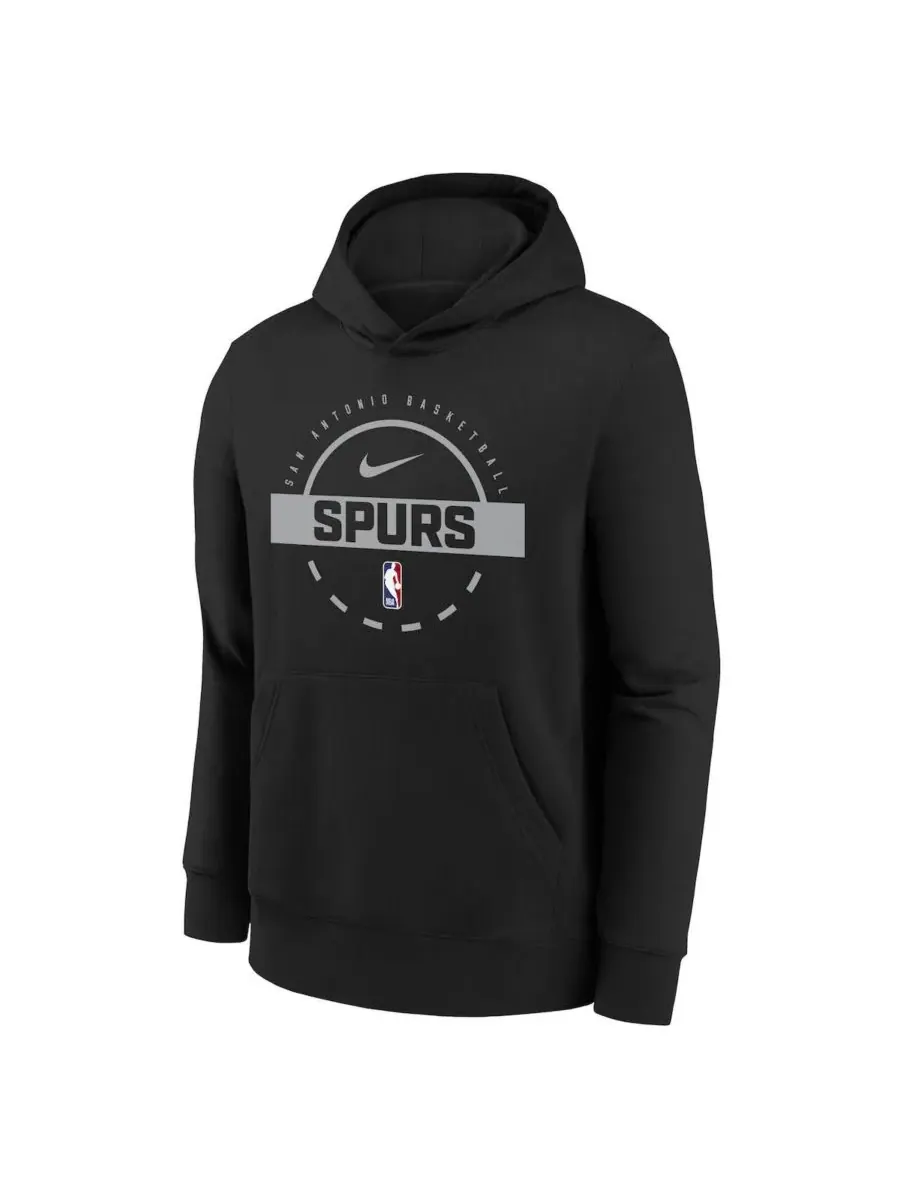 Nike Детская толстовка с капюшоном из флиса черного цвета с символикой San Antonio Spurs сезона — изображение 3 из 3, черный