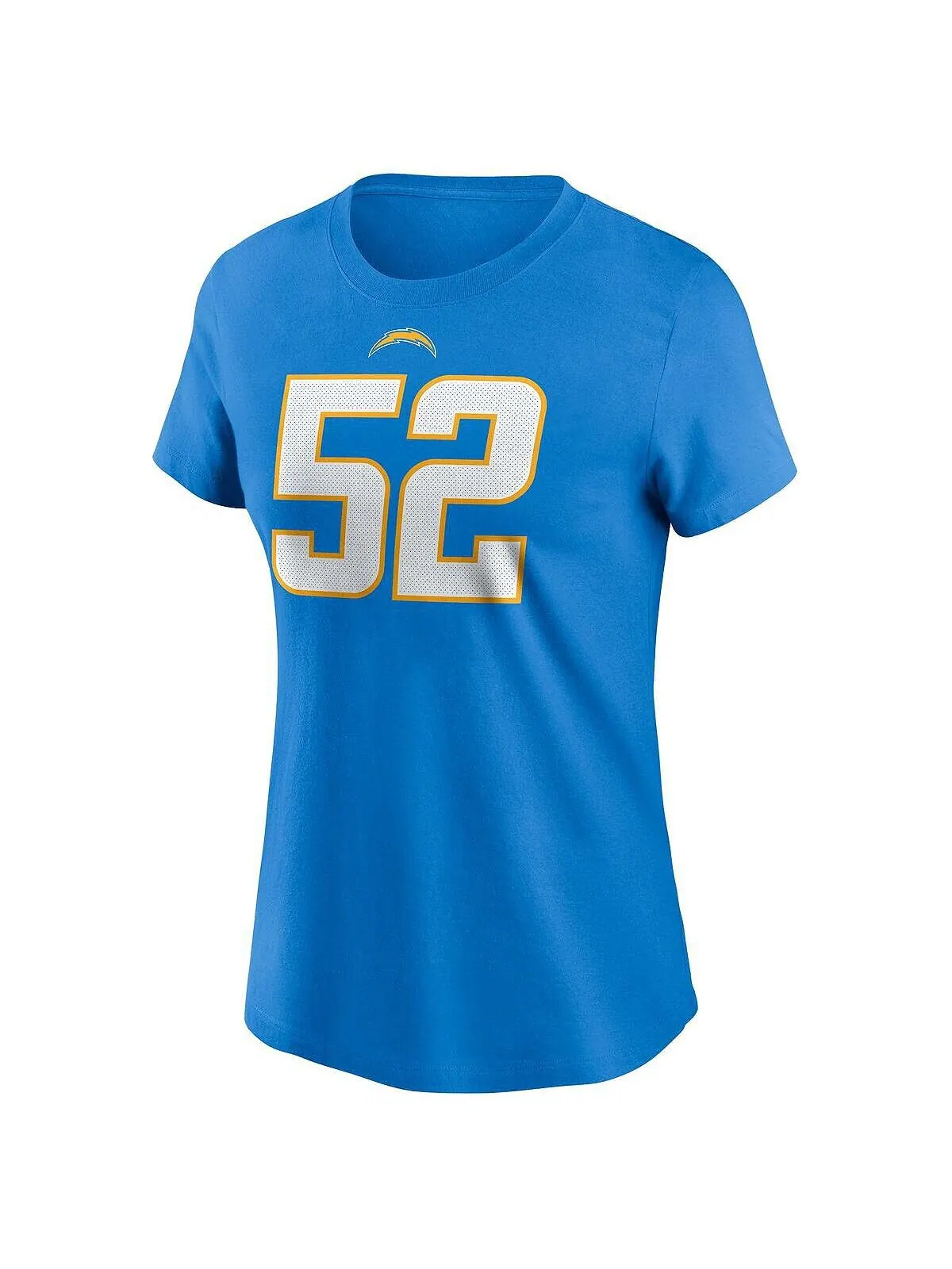 Женская футболка Khalil Mack Powder Blue Los Angeles Chargers с именем и номером игрока Nike — изображение 2 из 2, синий