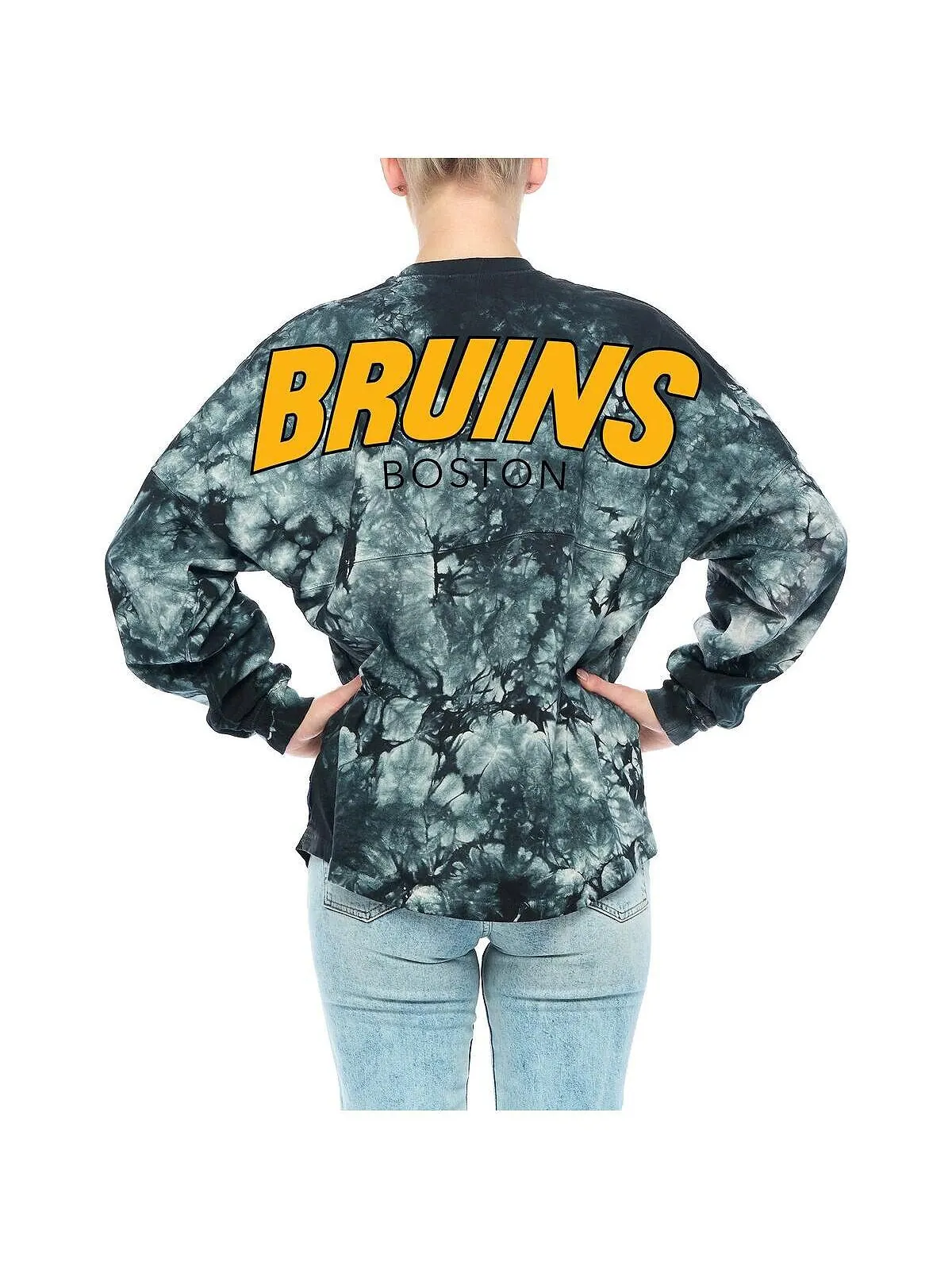 Женская черная футболка с длинным рукавом с логотипом Boston Bruins, окрашенная в кристаллы Fanatics — изображение 2 из 2
