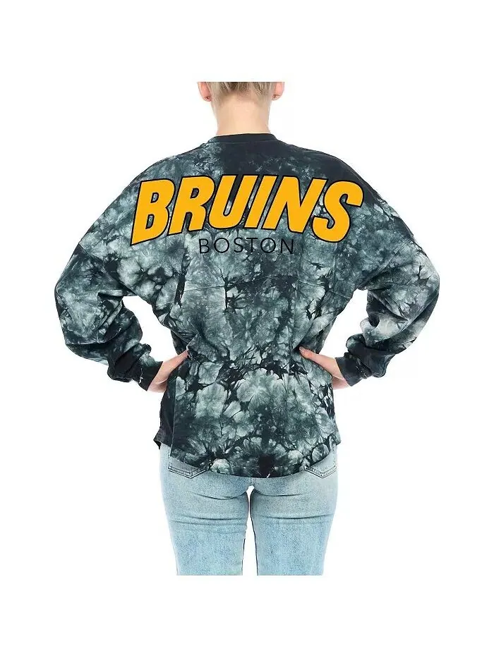 Черная женская футболка Boston Bruins с длинным рукавом, окрашенная в кристаллы Fanatics — изображение 2 из 2