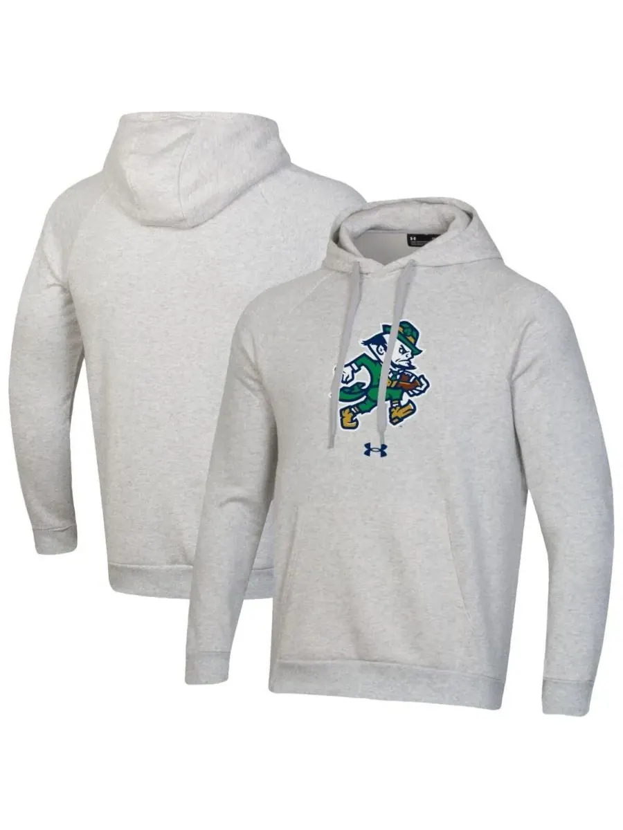 Under Armour Мужская серая флисовая толстовка с рукавами реглан Notre Dame Fighting Irish — изображение 1 из 3, серый