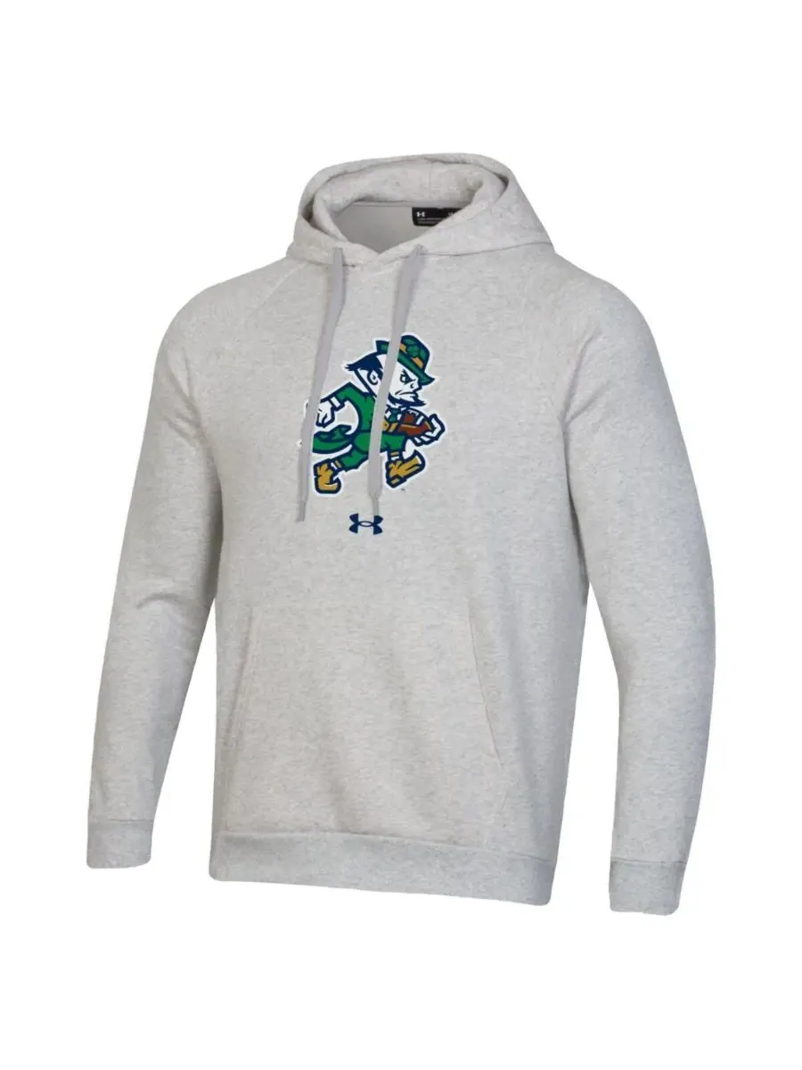 Under Armour Мужская серая флисовая толстовка с рукавами реглан Notre Dame Fighting Irish — изображение 2 из 3, серый