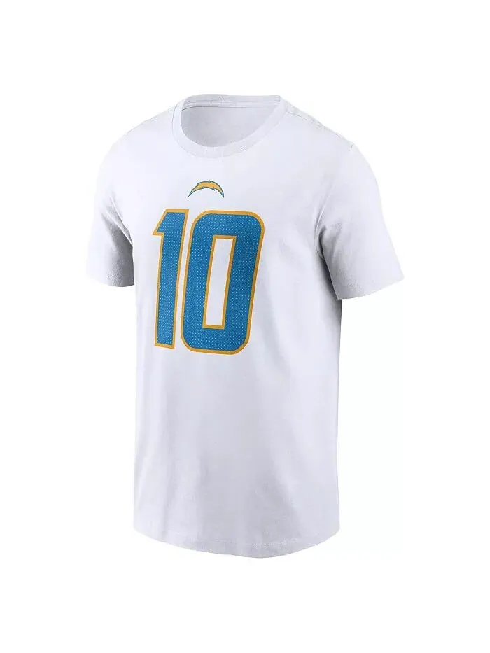 Мужская футболка Джастина Герберта Уайта с именем и номером игрока Los Angeles Chargers Nike — изображение 2 из 3