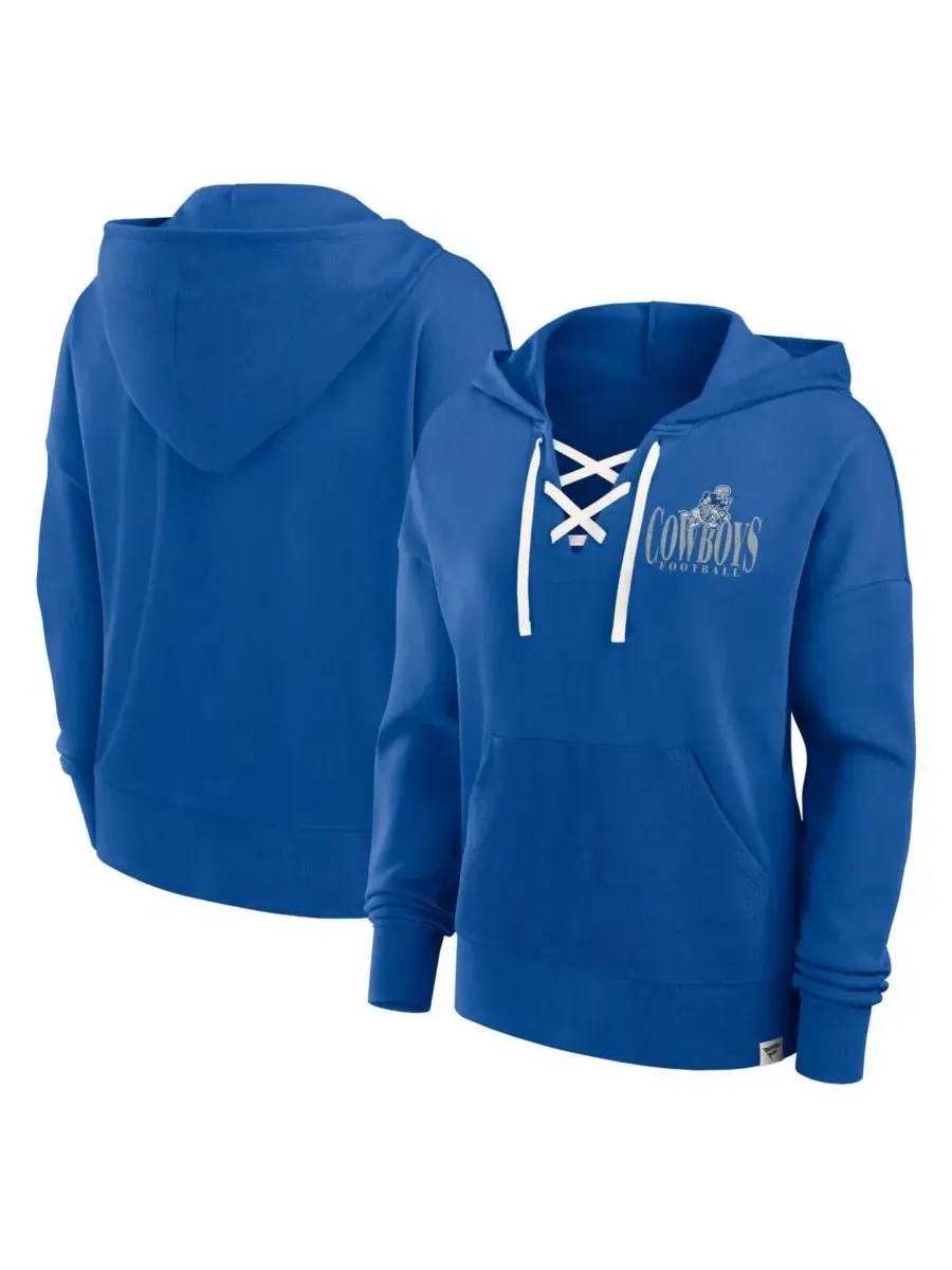 Женская толстовка с капюшоном Royal Dallas Cowboys Blitz Left на шнуровке Fanatics — изображение 1 из 3, королевский