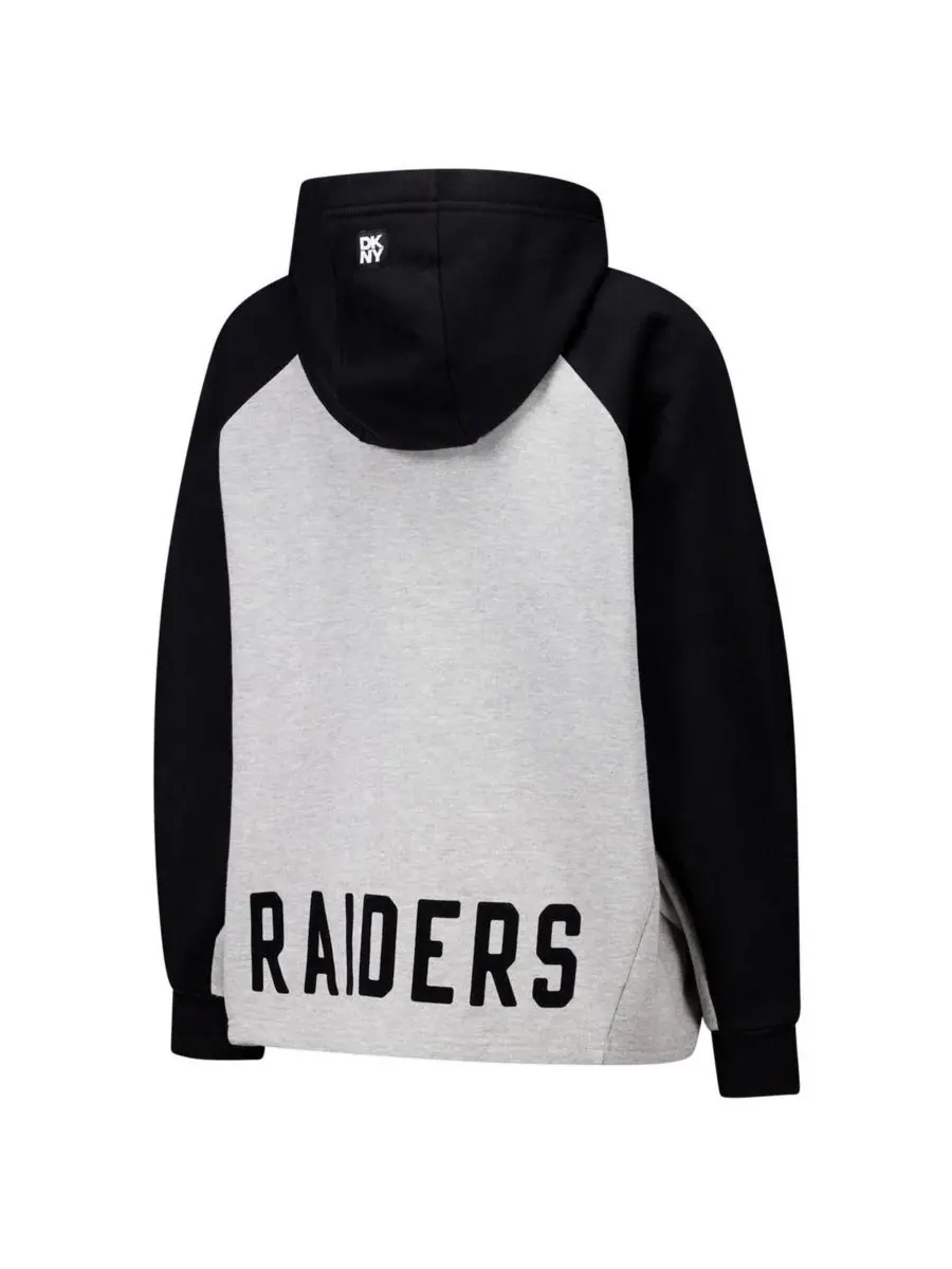Женская укороченная толстовка с рукавами реглан DKNY Las Vegas Raiders Joy серого/черного цвета — изображение 2 из 3