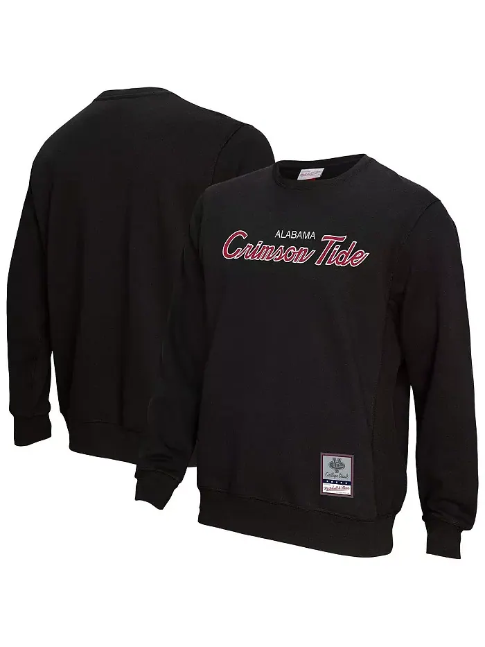 Мужская черная толстовка Alabama Crimson Tide Elite Script Mitchell & Ness — изображение 1 из 3