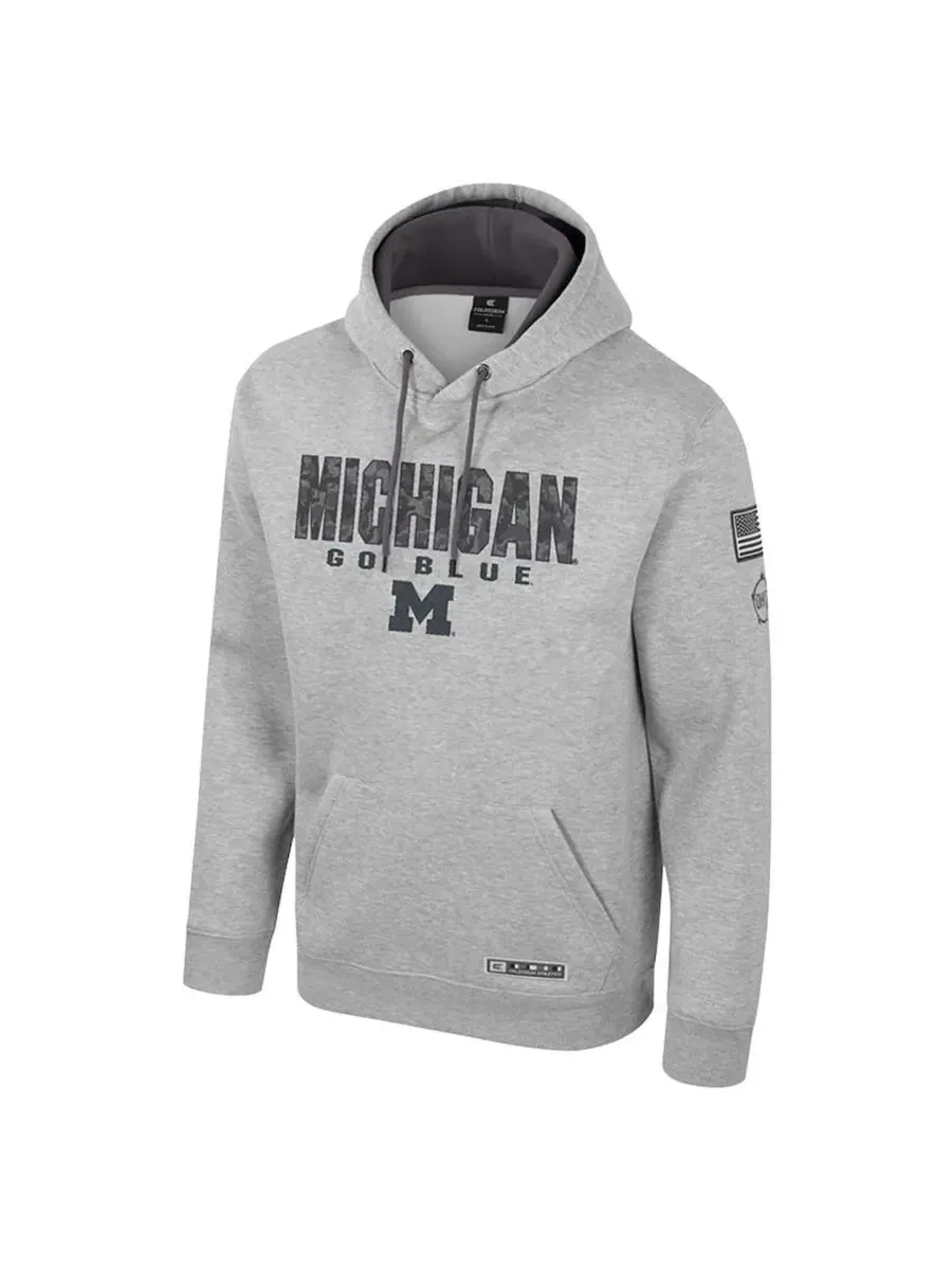 Colosseum Мужская толстовка с капюшоном цвета светло-серого меланжа Michigan Wolverines Oorah OHT в — изображение 4 из 4