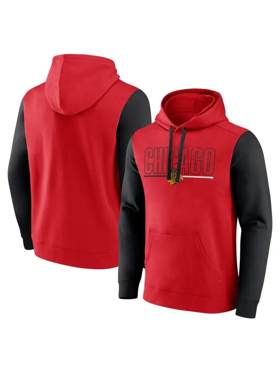 Logo Athletic Мужская красная флисовая толстовка с капюшоном Chicago Blackhawks Deliver — изображение 1 из 3, красный