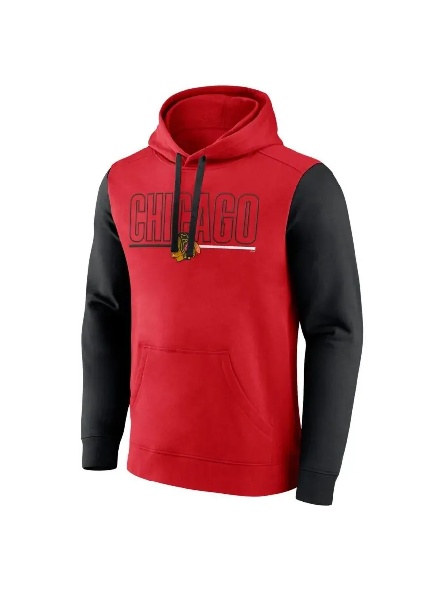 Logo Athletic Мужская красная флисовая толстовка с капюшоном Chicago Blackhawks Deliver — изображение 2 из 3, красный