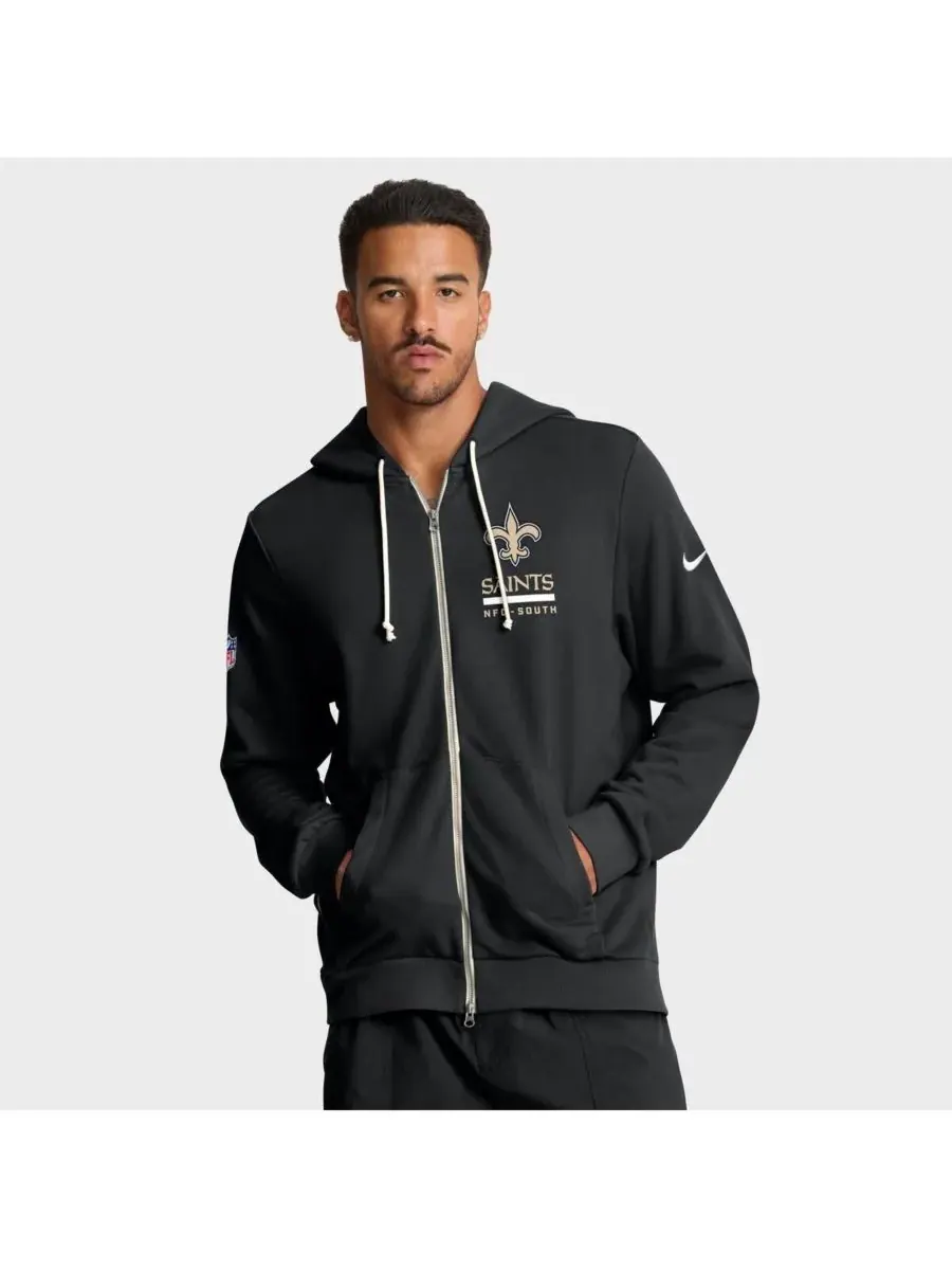Nike Мужская черная толстовка на молнии New Orleans Saints Sideline Standard Issue Utility Player — изображение 1 из 5