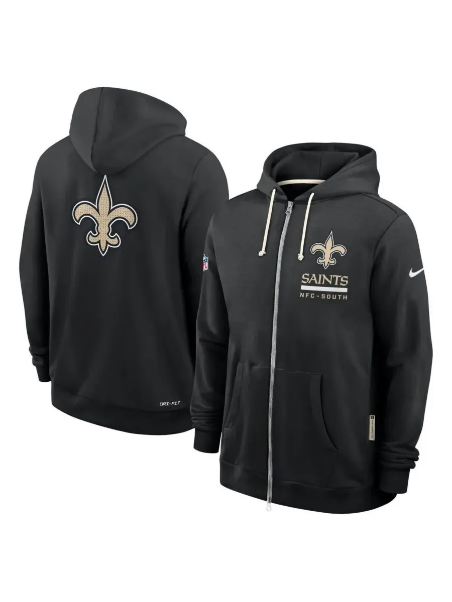 Nike Мужская черная толстовка на молнии New Orleans Saints Sideline Standard Issue Utility Player — изображение 3 из 5