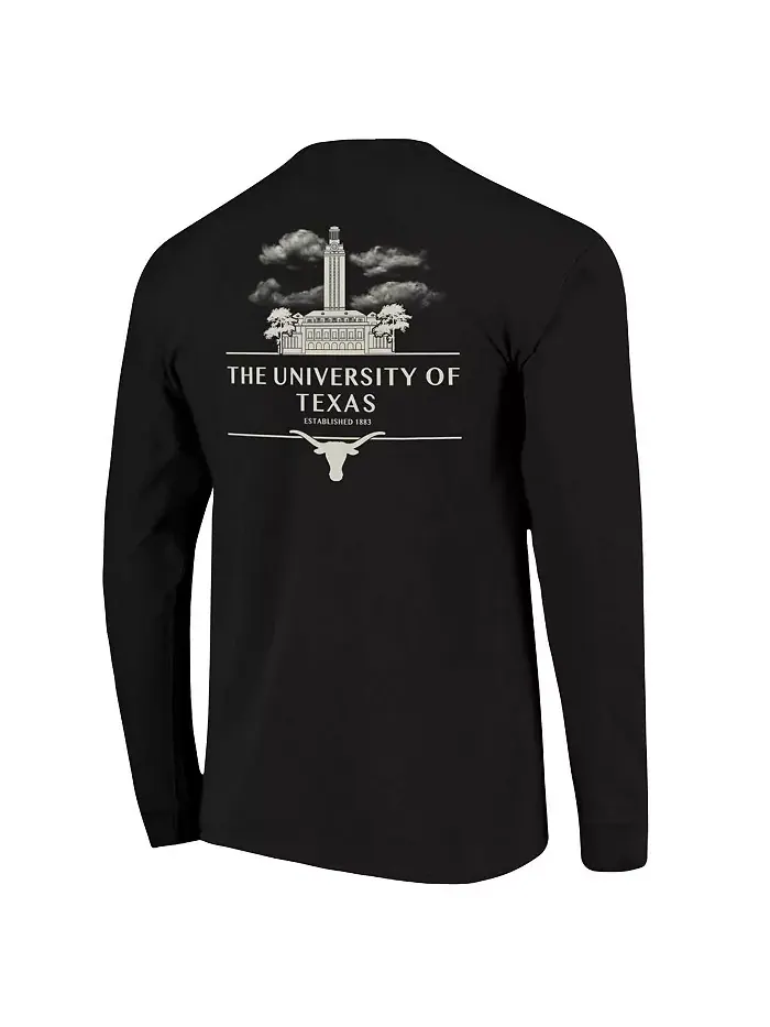 Мужская черная футболка с длинным рукавом Comfort Colors Texas Longhorns Campus Nights Image One — изображение 2 из 3