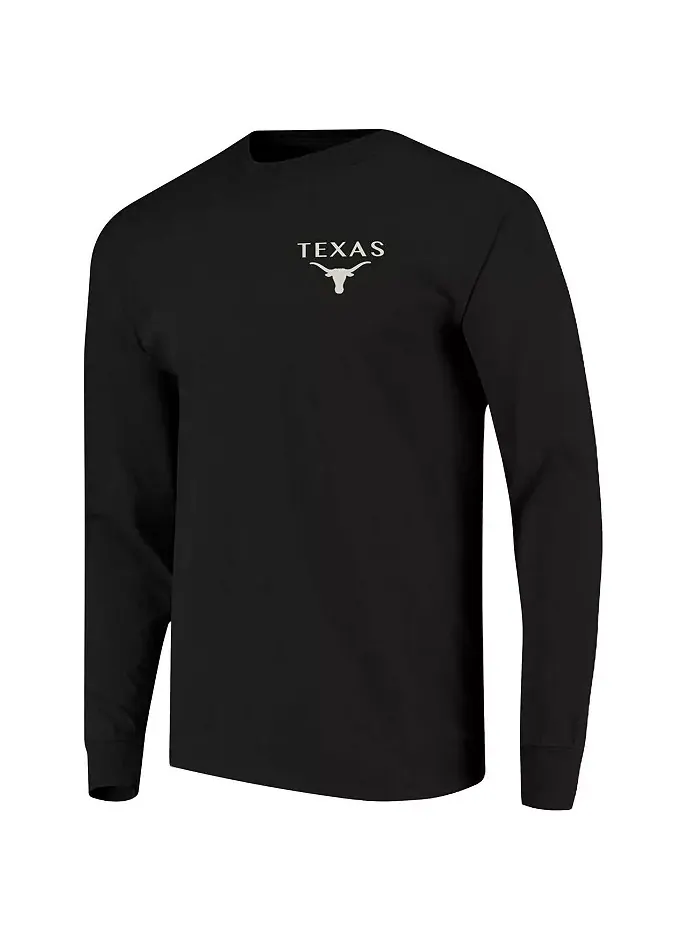Мужская черная футболка с длинным рукавом Comfort Colors Texas Longhorns Campus Nights Image One — изображение 3 из 3