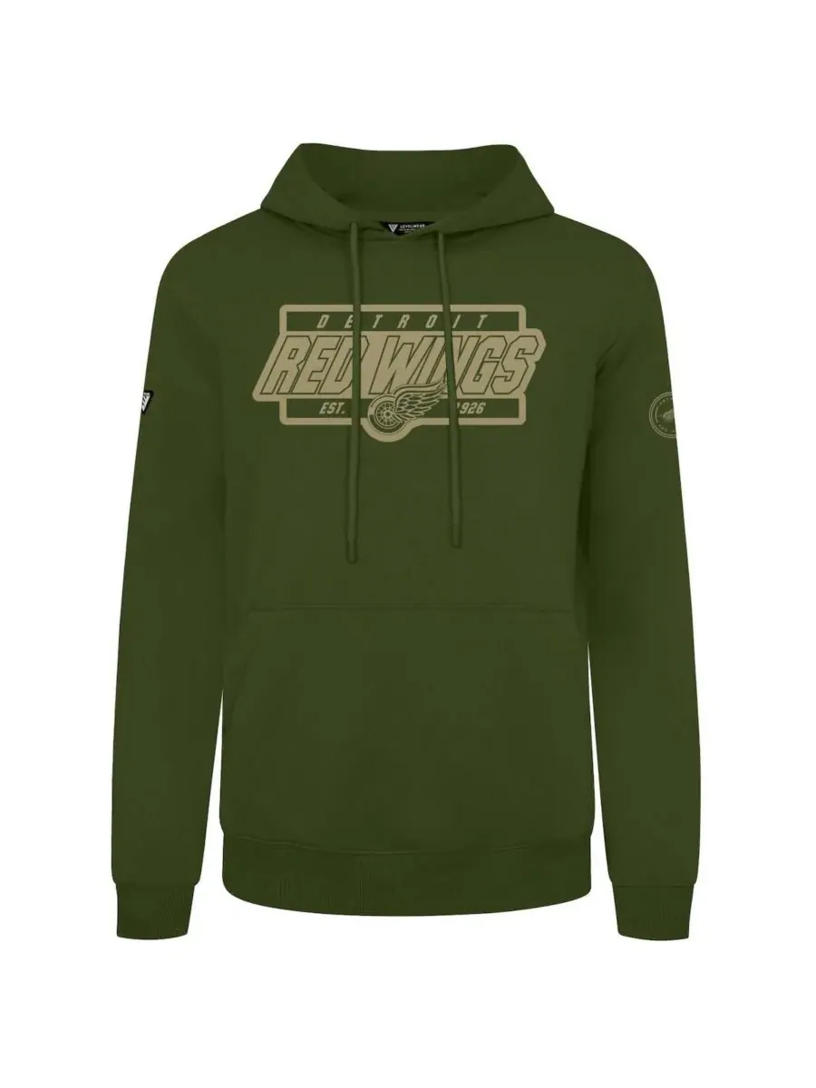 LevelWear Мужская толстовка с капюшоном Detroit Red Wings Podium оливкового цвета — изображение 1 из 1, оливковый