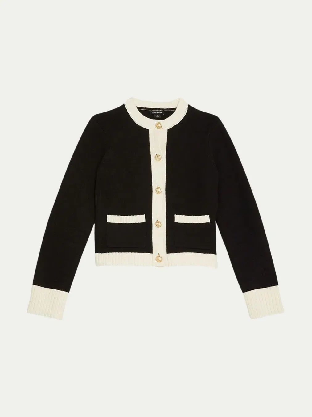 Женский укороченный вязаный кардиган свободного кроя из хлопка Karen Millen, Mono — изображение 5 из 8