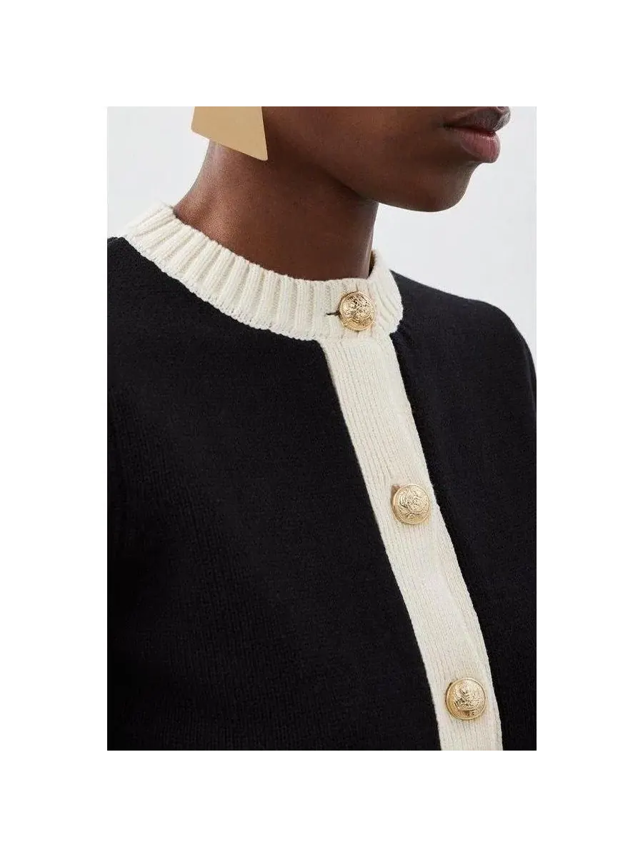 Женский укороченный вязаный кардиган свободного кроя из хлопка Karen Millen, Mono — изображение 8 из 8