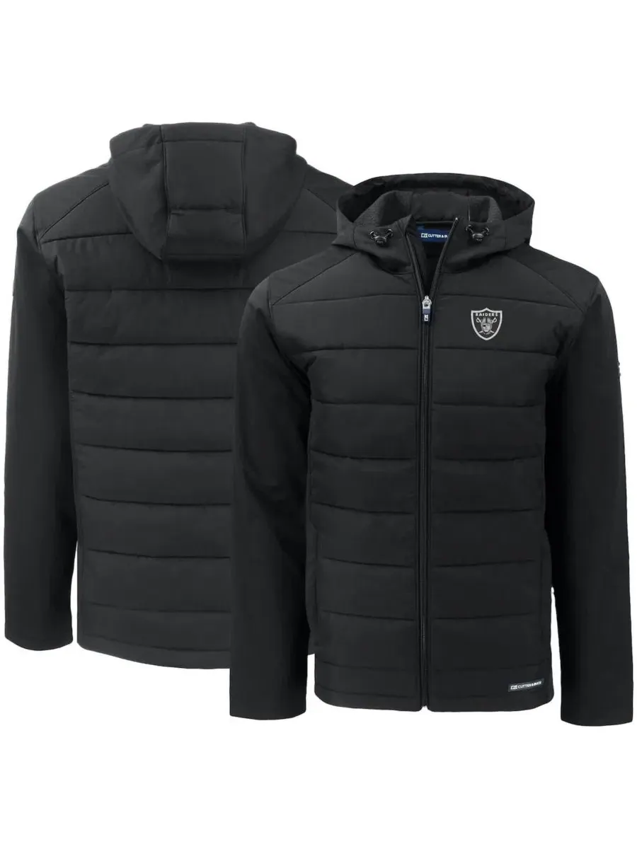 Мужская черная куртка Las Vegas Raiders Evoke PrimaLoft Hybrid Eco Softshell на молнии с капюшоном — изображение 1 из 3