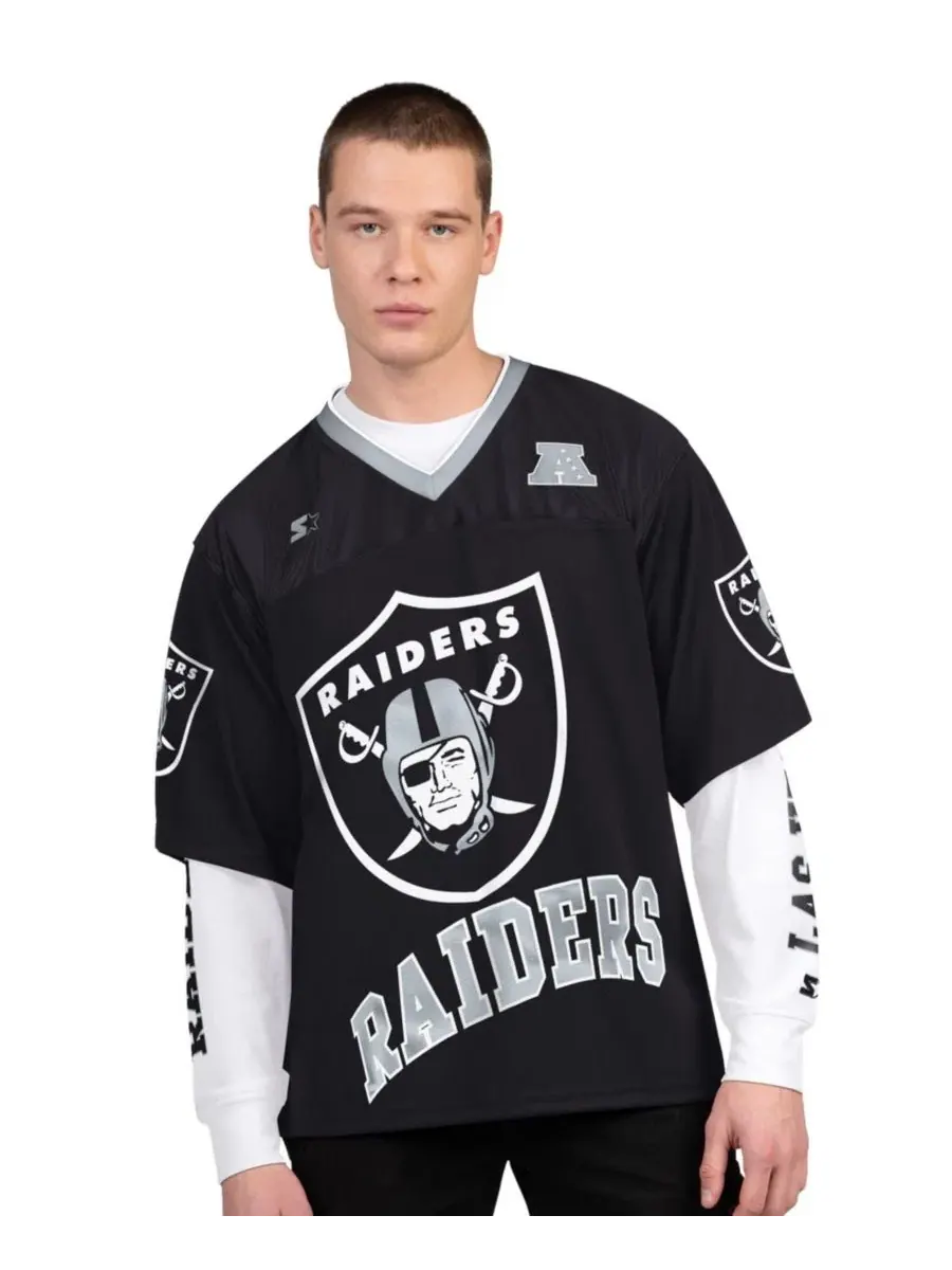 Комплект футболок с длинным и коротким рукавом Las Vegas Raiders Starter — изображение 1 из 5, черный белый
