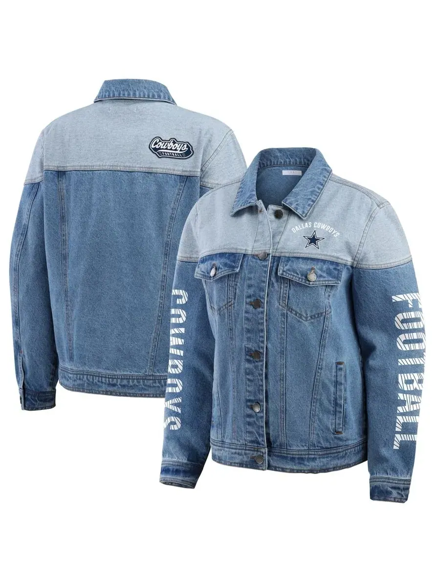 Джинсовая куртка с принтом Dallas Cowboys WEAR by Erin Andrews — изображение 1 из 5, джинсовый синий