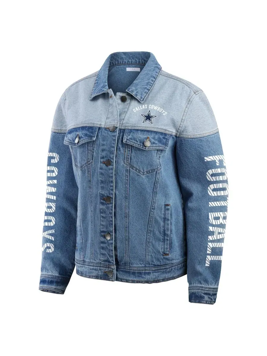 Джинсовая куртка с принтом Dallas Cowboys WEAR by Erin Andrews — изображение 2 из 5, джинсовый синий