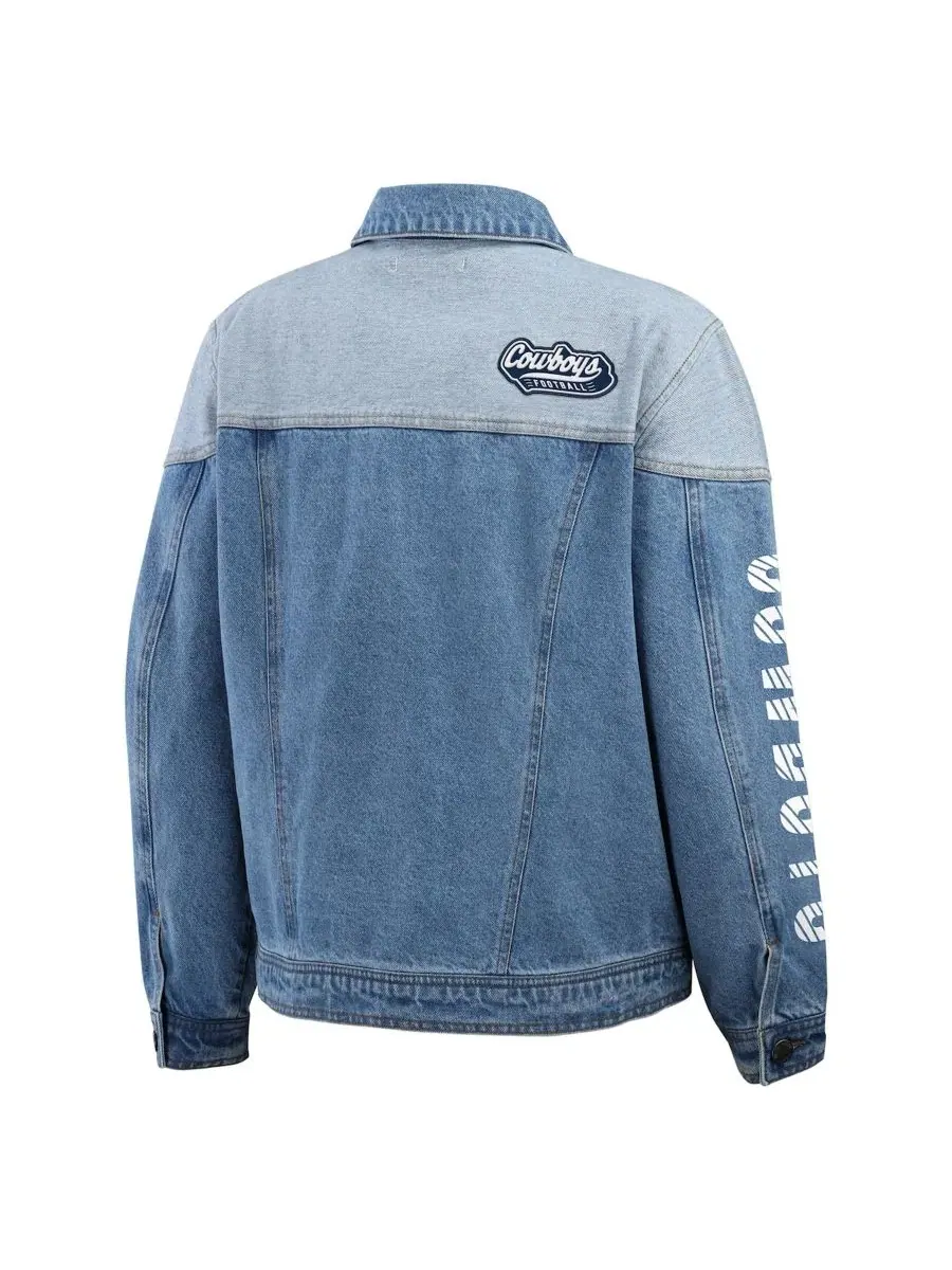 Джинсовая куртка с принтом Dallas Cowboys WEAR by Erin Andrews — изображение 3 из 5, джинсовый синий